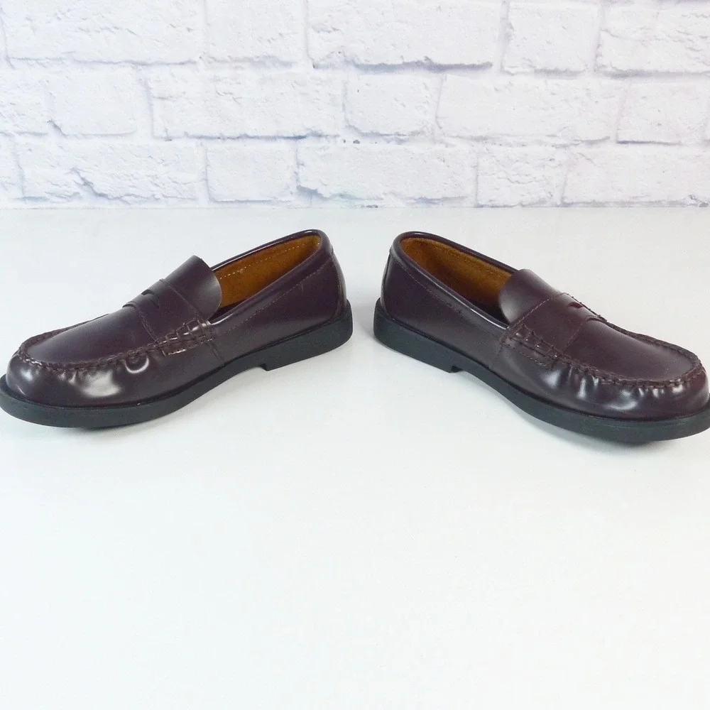 Sperry Colton Penny Loafer Leather Boys 5M Burgundy Dress Shoes Dark Brown NWOB
